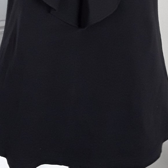 Lilla P Black Pima Cotton V Neck Ruffle Tee Shirt Size S - Picture 9 of 10